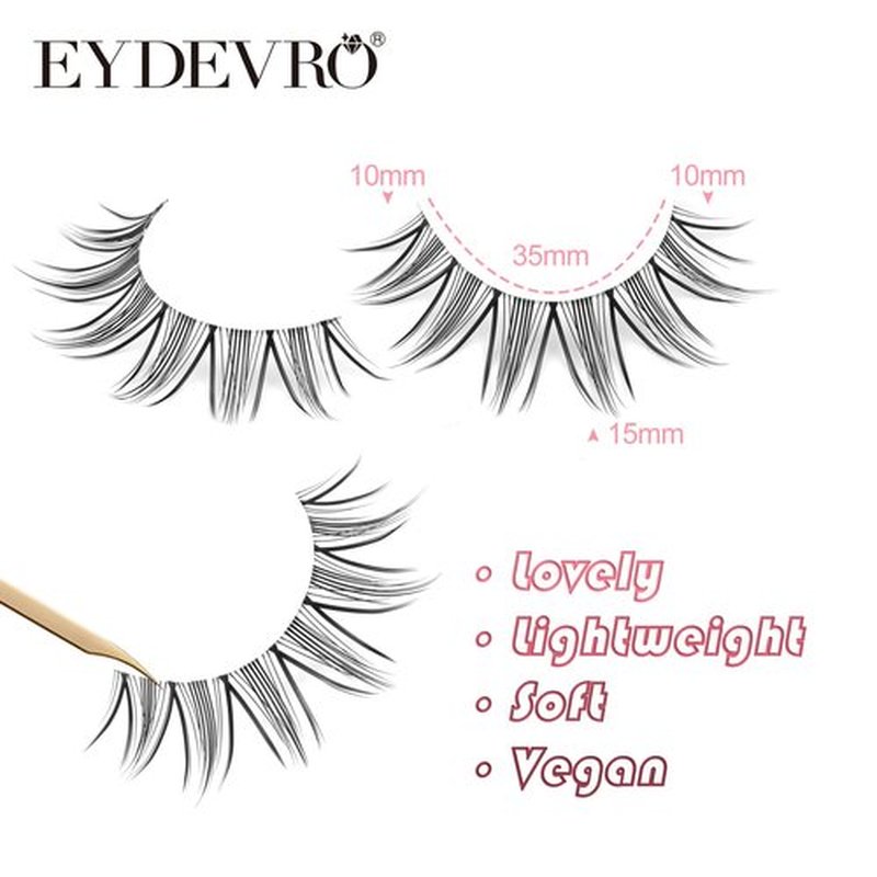 Manga Lashes Mink False Eyelashes Natural Look Wispy Anime Manhua Lashes Korean K-pop Makeup Lashes with Clear Band Spiky Girl Group Idol Fake Eyelashes Pack by EYDEVRO