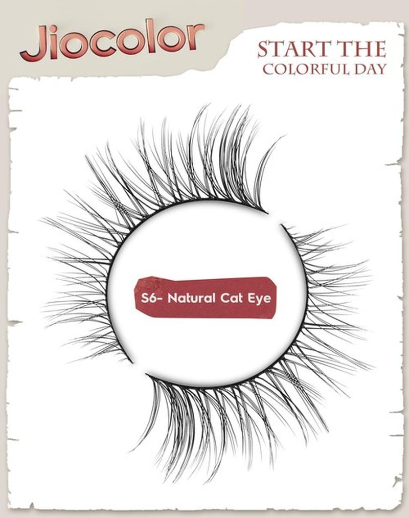 Cat Eye Lashes Natural Look Wispy Foxy Eye Lashes Pack 3D Volume Faux Mink Eyelashes C Curl Thin Band False Eyelashes 9 mm 7 Pairs S6