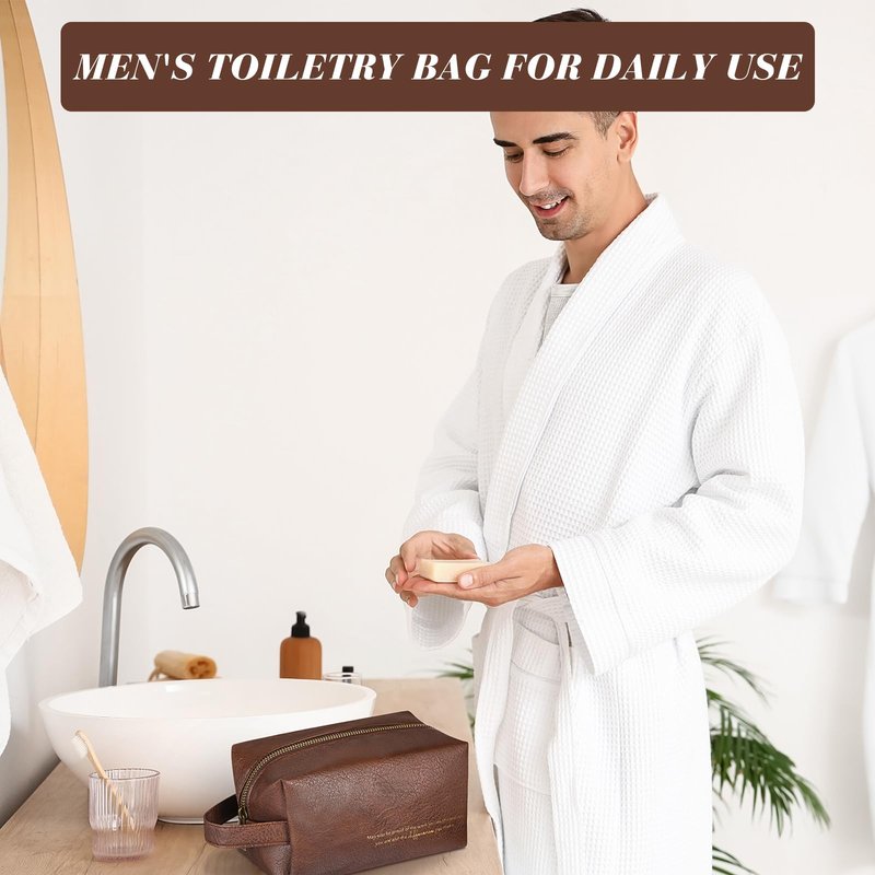 Clysee 12 Pcs Groomsmen Gifts Bag for Men PU Leather Toiletry Travel May You Be Proud of the Work Sign Large Capacity Makeup Bag with Zipper Employee Appreciation Gift Shaving for Coworker Dad