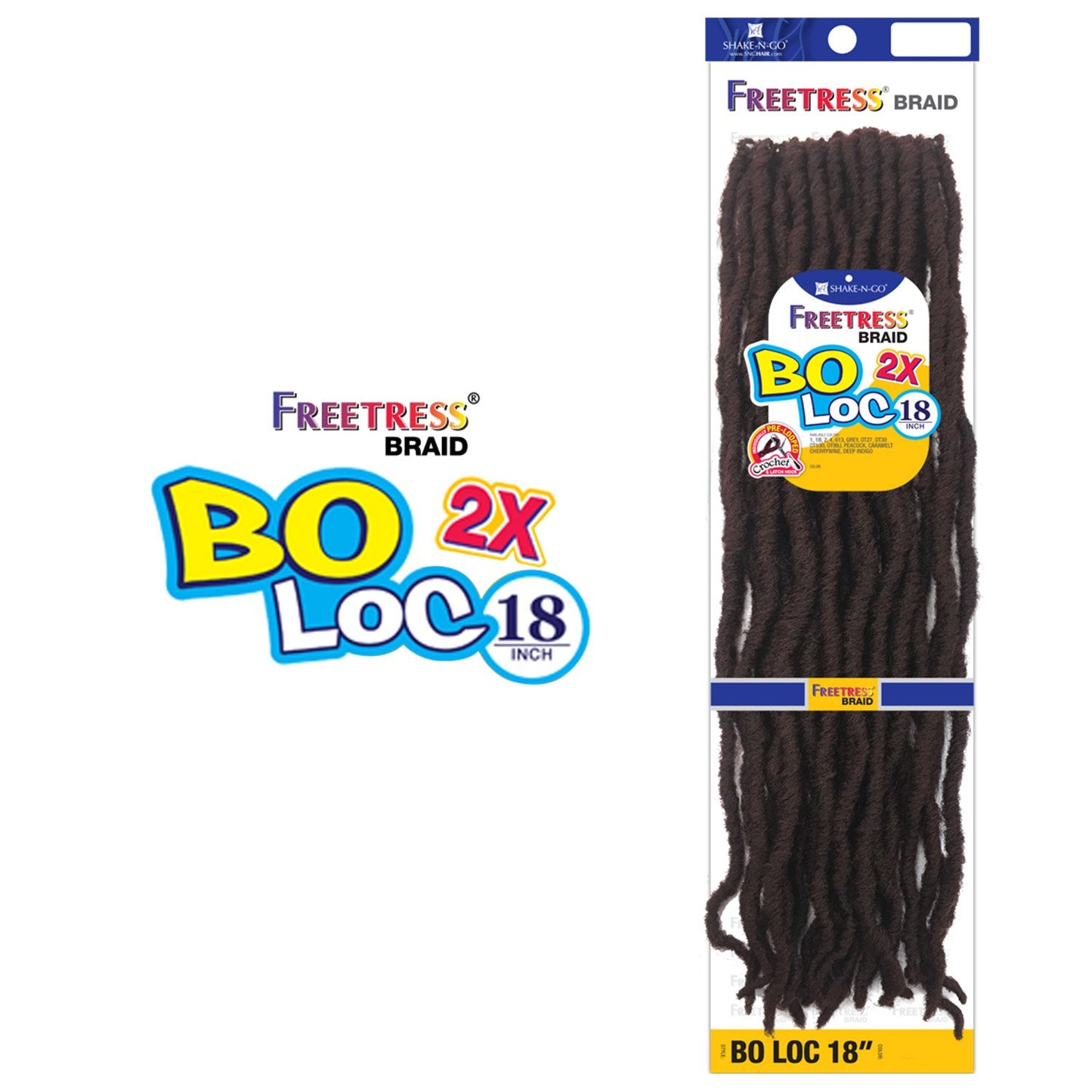 MULTI PACK DEALS! FreeTress Synthetic Hair Crochet Braids 2X Bo Loc 18" (6-PACK, 613)
