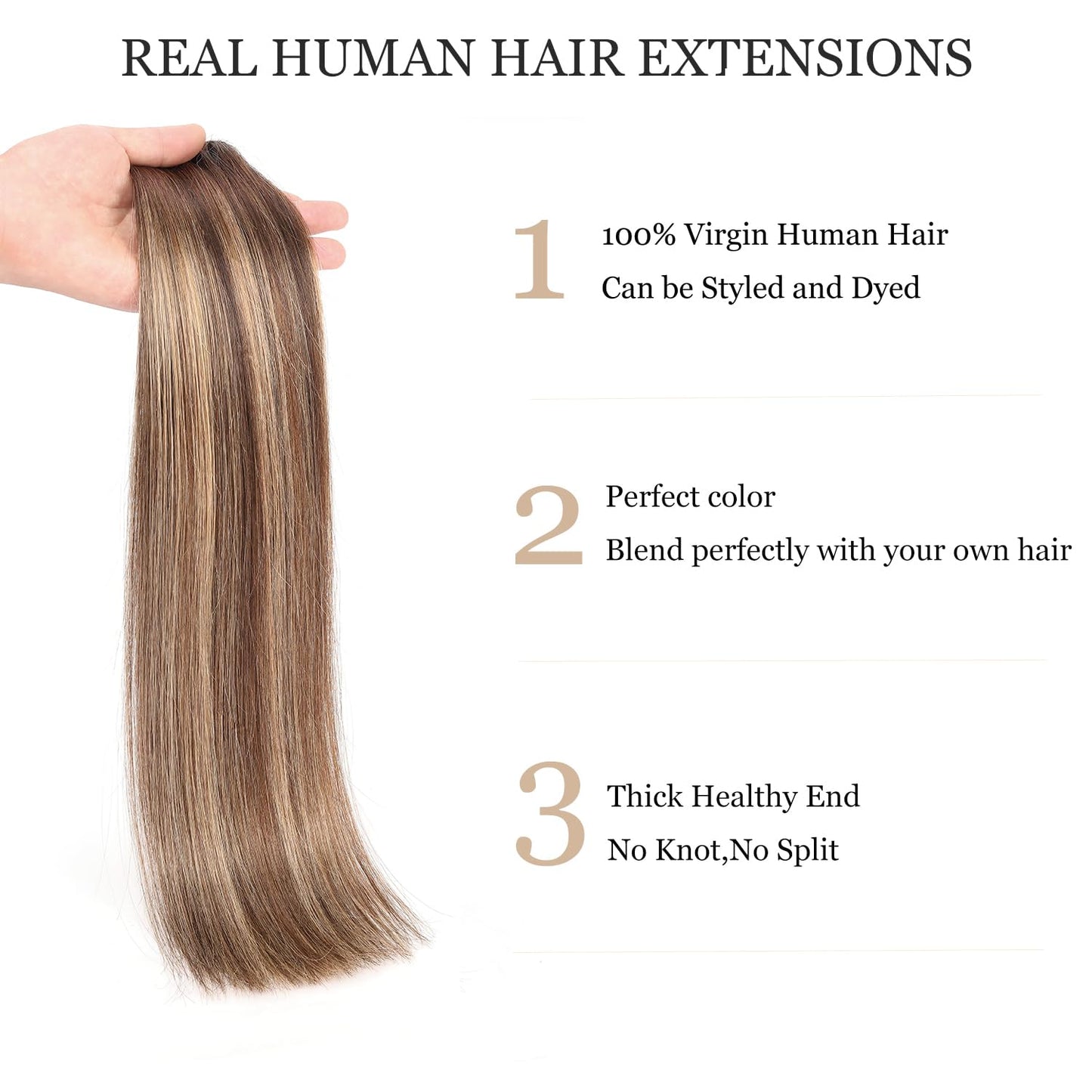 Human Hair Clip in Extensions #4/27 T4 Chocolate Brown to Caramel Blonde 120g 8pcs Straight Clips In Real Hair Extensions Human Hair,14inch Balayage Human Hair Extensions