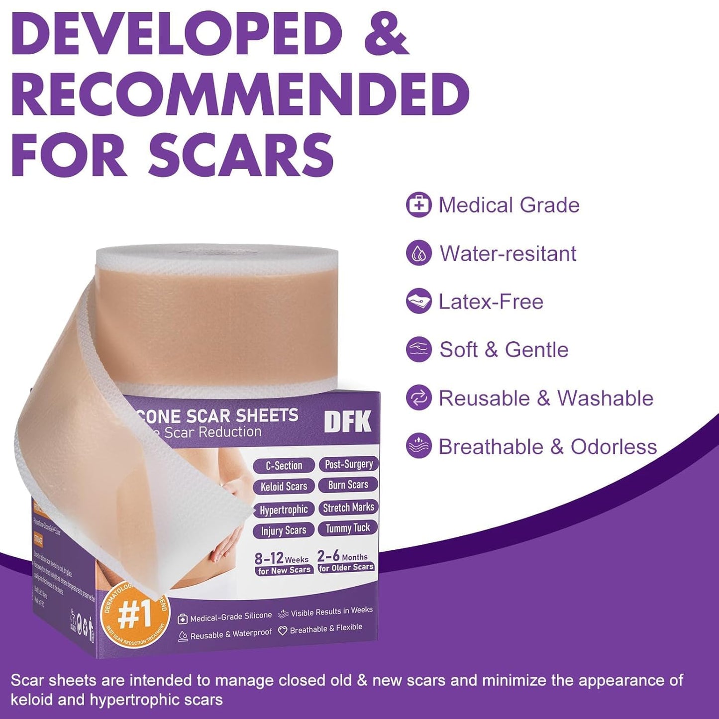 Silicone Scar Sheets, Silicone Scar Tape(1.6"x 118" Roll-3M)