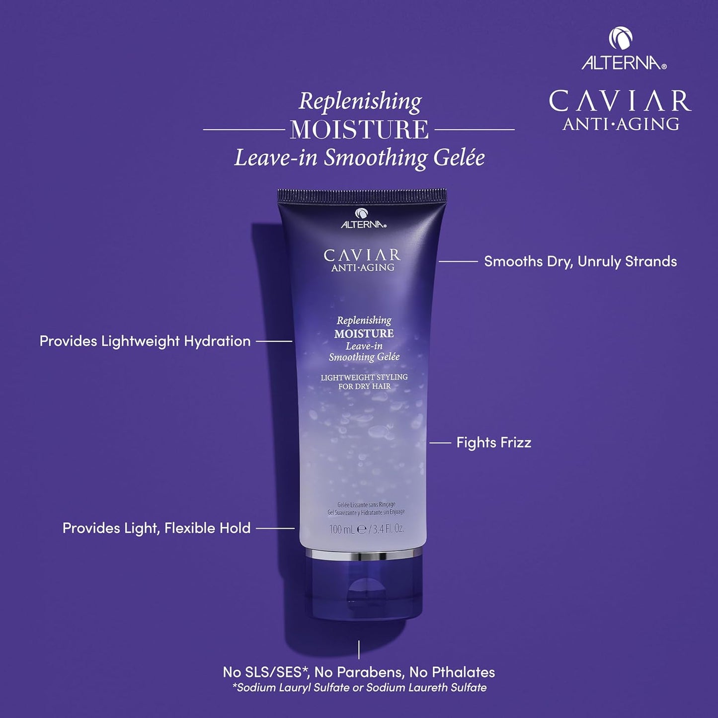 Alterna Caviar Anti-Aging Replenishing Moisture Leave-in Smoothing Gelee, Lightweight Styling For Dry Hair,Sulfate Free ,3.4 Fl Oz (Pack of 1)
