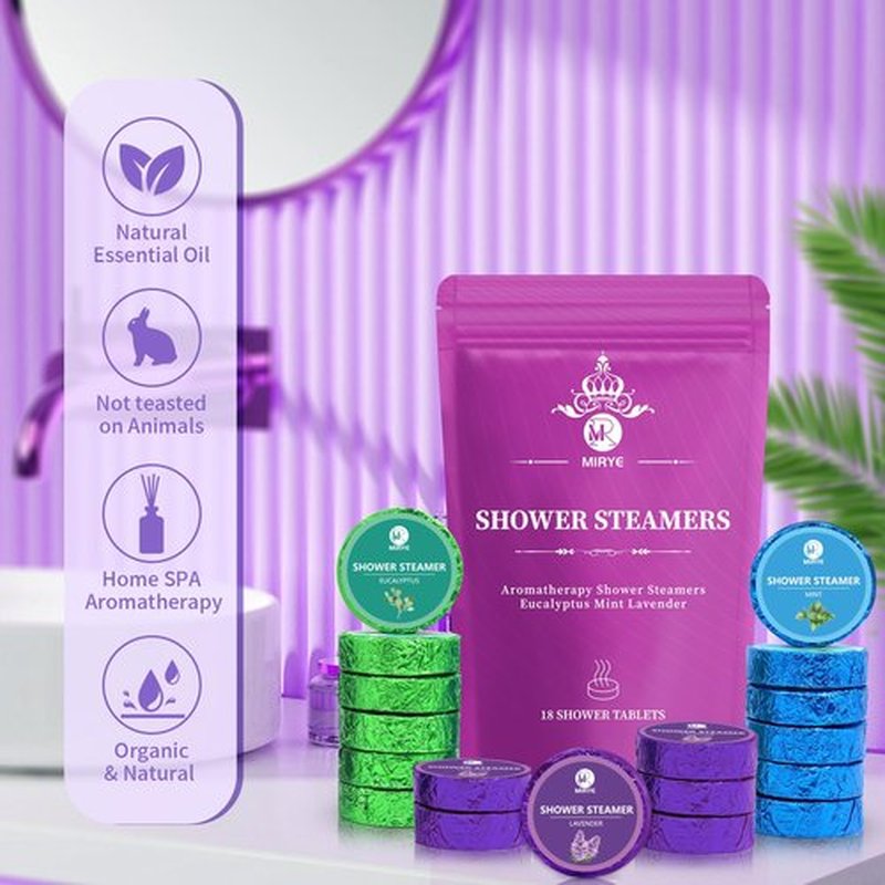 Shower Steamers Aromatherapy Gifts Set for Women, 18-Pack Organic with Eucalyptus Lavender Mint Essential Oil Shower Tablets, Shower Bombs Self Care Gifts for Her, Mom Wife, Lover, Girls
