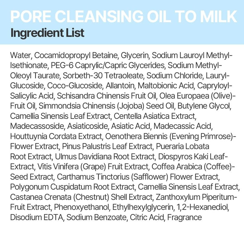 AVEA Pore Cleansing Oil to Milk - Traditional Korean Schisandra Seed Oil | Madecassoside & Asiaticoside | Gentle Hydrating Cleanser for Refining & Smoothing - 3.38 fl oz / 100ml