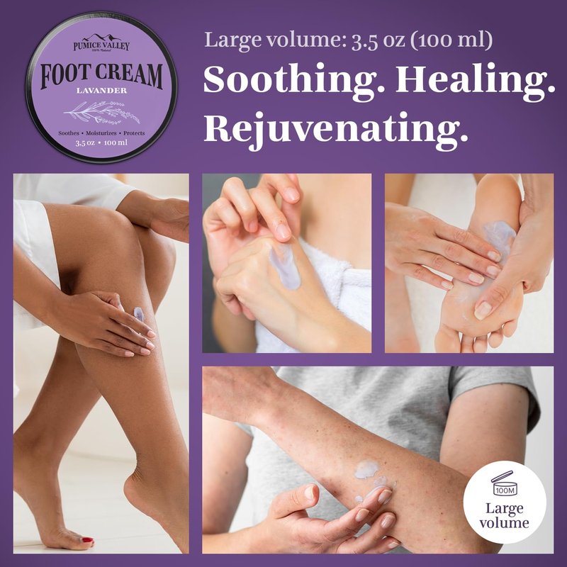 Pumice Valley Foot Balm Cream for Dry Cracked Heels and Feet - Natural Foot Moisturizer Balm for Calluses and Dry Feet Treatment (2 Pack Lavender)