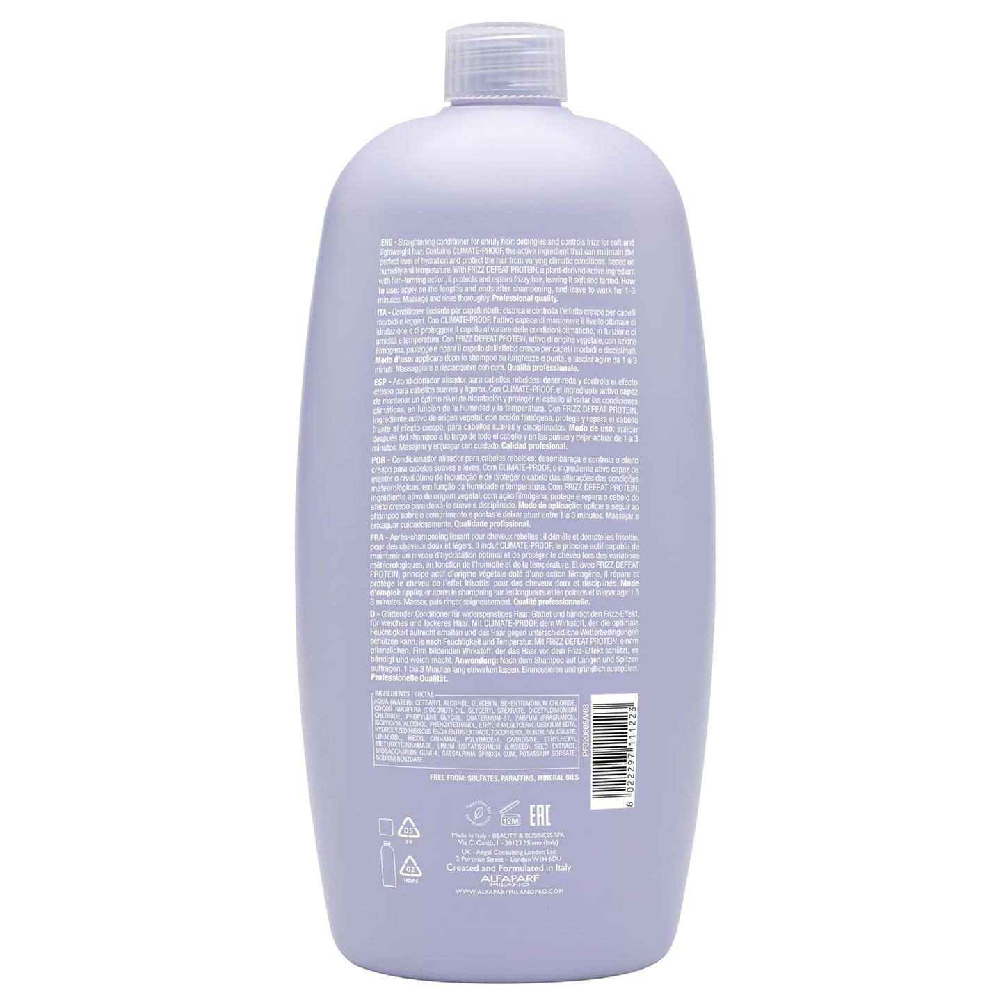 ALFAPARF MILANO Semi Di Lino Smoothing Sulfate Free Shampoo - Anti Frizz Hair Care & Cleansing Shampoo to Revitalize Dry Hair & Restore Shine