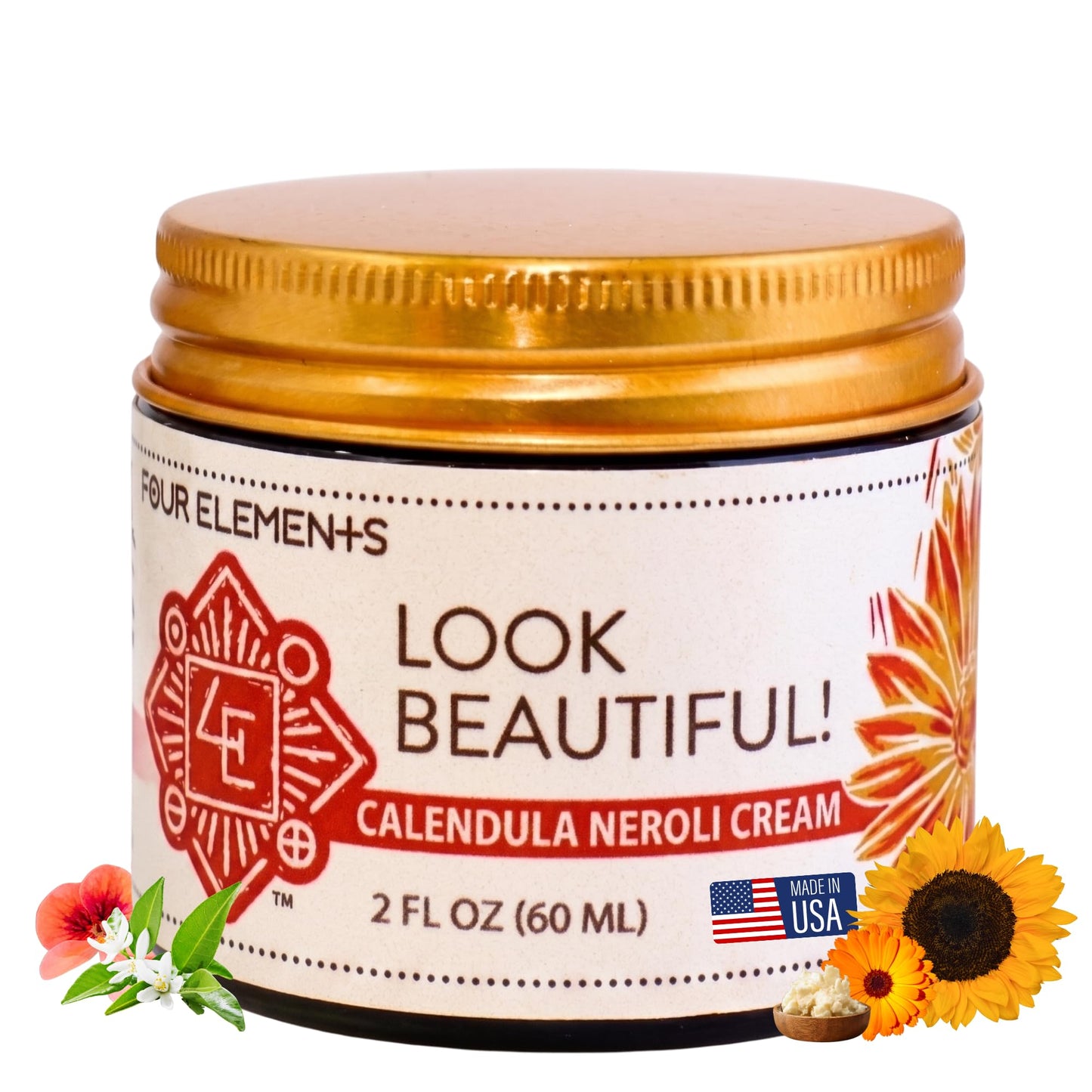 Four Elements Calendula Neroli Face Cream 2oz | Organic Moisturizer