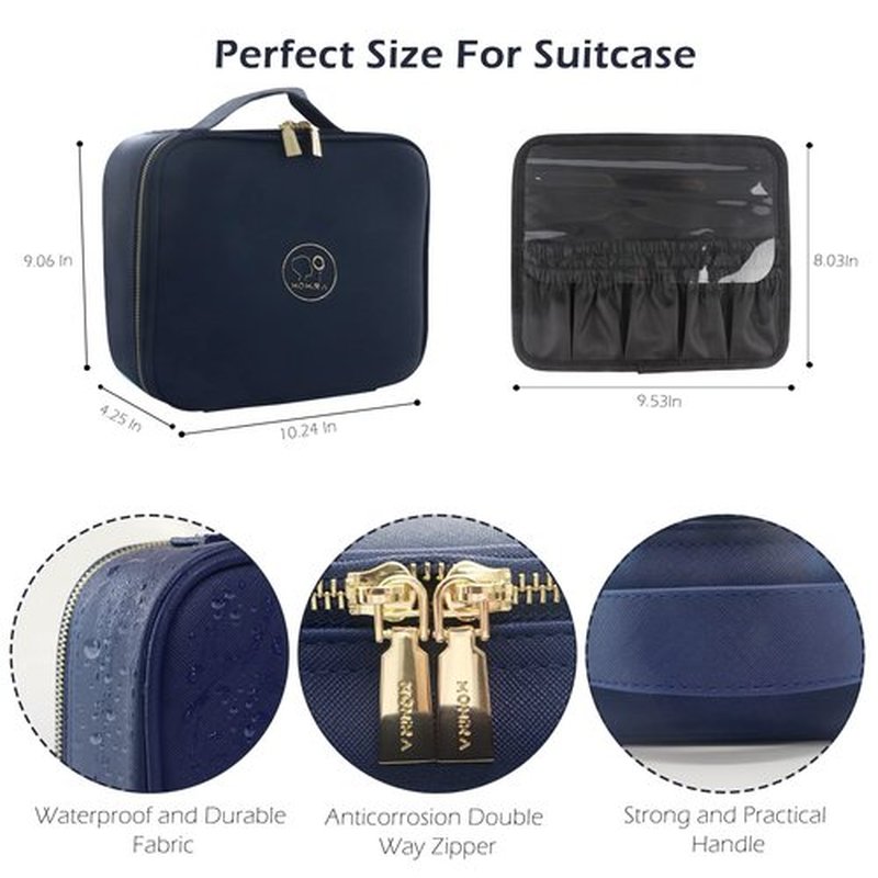 MOMIRA Makeup Bag with Mirror and Light Travel Makeup Train Case Cosmetic Bag Organizer Portable Artist Storage Bag with Adjustable Dividers Makeup Brushes Storage Organizer Royal blue
