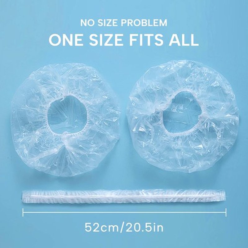 YIZIJIZI 50PCS Disposable Shower Caps, Large Thick Clear Waterproof Shower Cap for Women, large Size 20.5", Home Use, Spa, Hotel and Hair Salon, Clear Shower Caps for Travel