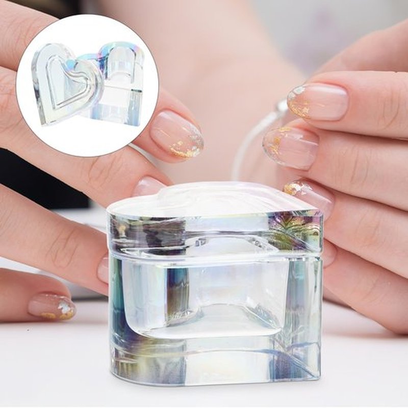 Beaupretty Glass Dappen Monomer Dish Rainbow Heart Crystal Acrylic Nail Cup with Lid Acrylic Liquid Powder Dappen Bowl Dish Nail Manicure Tools