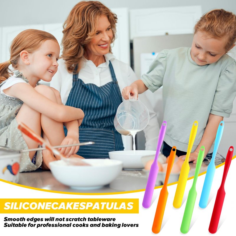 24pcs Jar Spatula,Silicone Jar Scraper with Long Handle,Jam Spreader Cake Cream Butter Spatulas, Silicone Spatula Waxing Applicator for Home Salon Body Use