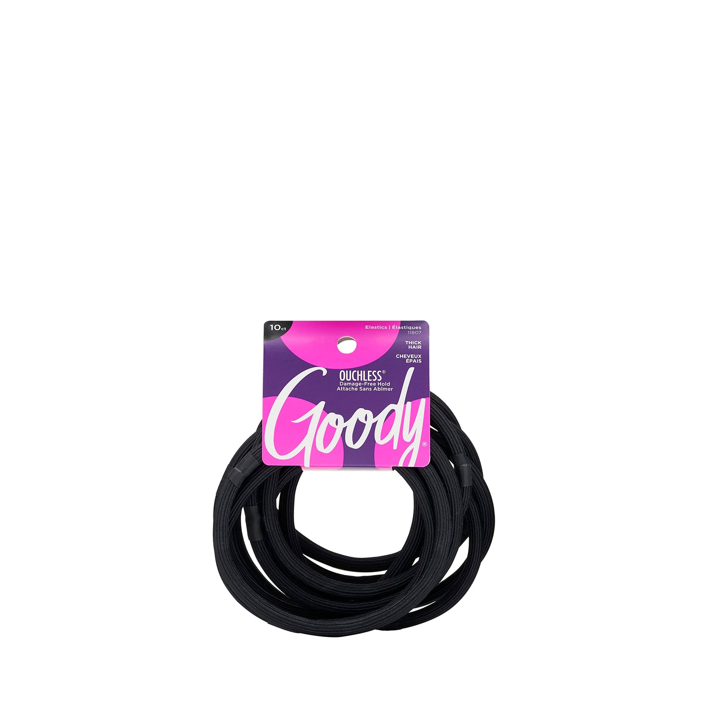 Goody Ouchless Womens 27 Count 4MM Black Hair Ties & 10 Count XL Extra Thick Black Elastics Hair Accessories