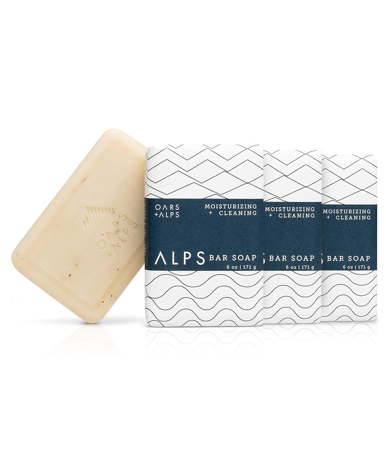 Oars + Alps Blue Charcoal Exfoliating Men's Bar Soap, Dermatologist Tested and Made with Clean Ingredients, Travel Size, 3 Pack, 6 Oz Each