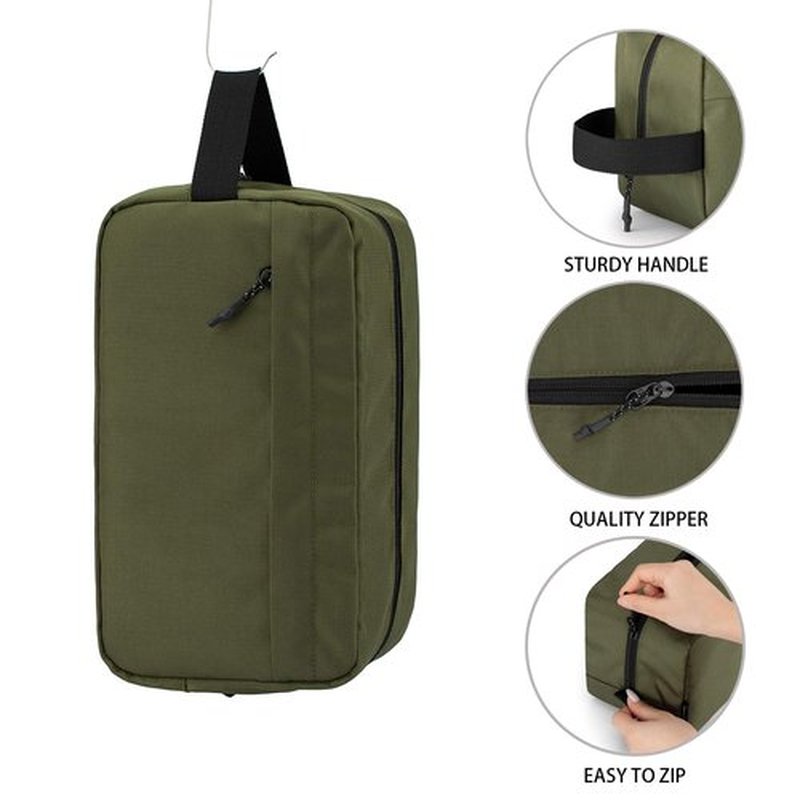 Vorspack Toiletry Bag Hanging Dopp Kit for Men Water Resistant Shaving Bag with Large Capacity for Travel - Army Green