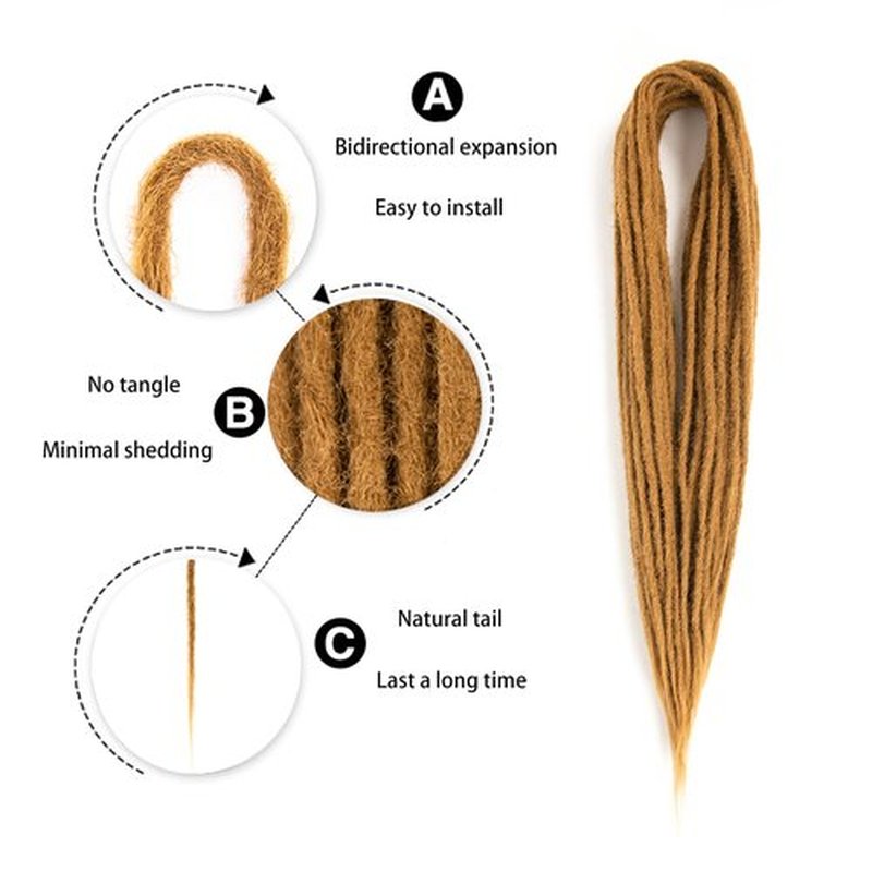 Double Ended Dreadlock Extensions 0.6CM Diameter Synthetic Hair 24Inch 30Strands Reggae Braids Hip-hop Style(Double Ended 30trands,27)