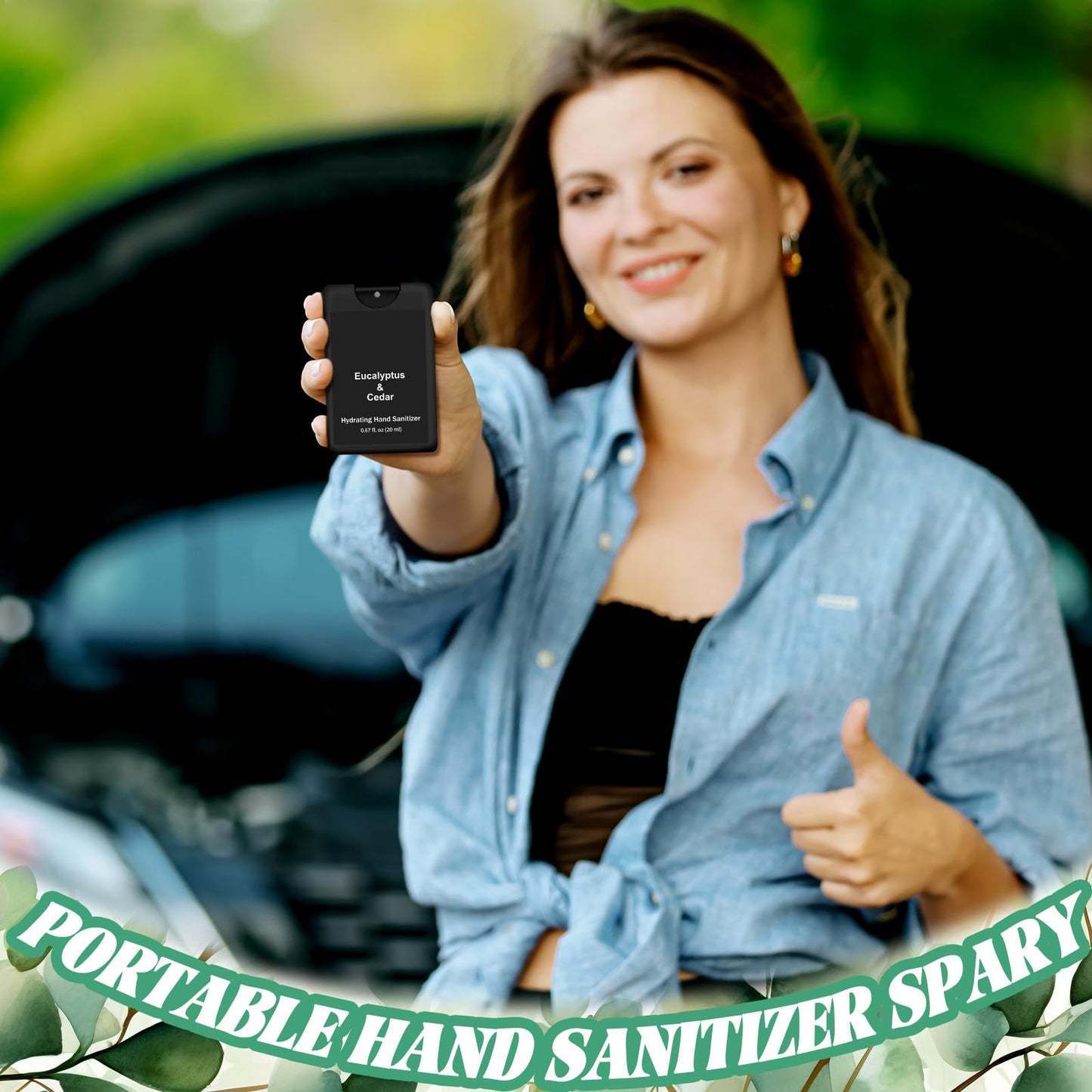 Dansib 24 Pack Hand Sanitizer Spray Bulk Travel Size Hand Sanitizer Employee Coworker Team Teacher Appreciation Gift Mini Pocket Spray Gifts for Women Student School Outdoor(Black,Eucalyptus Style)