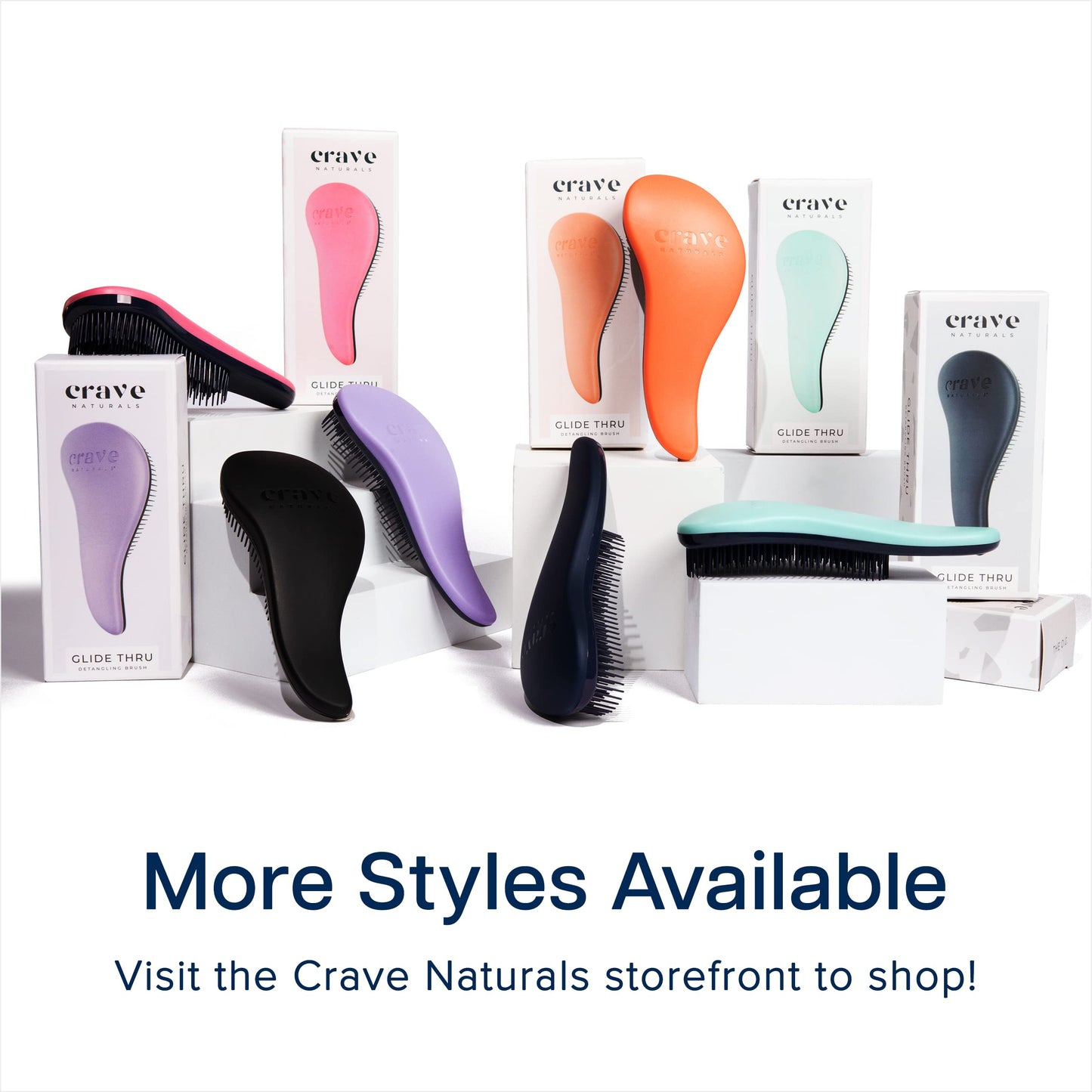 Crave Naturals Glide Thru Detangling Brush for Adults and Kids - Detangler Hair Brush for Curly or Straight, Wet or Dry Hair - Gentle on Tangles Hair Comb - 7.5x3-Inch, Pink and Purple (Pack of 2)