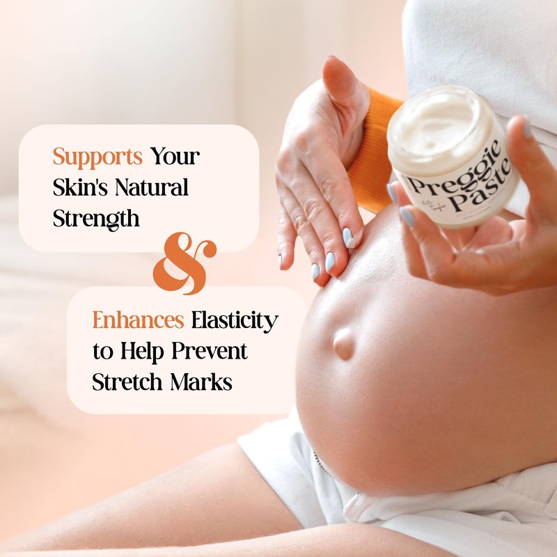 MOMMY LIFE Preggie Paste Belly Butter - Baby Essentials & Pregnancy Must Haves - Moisturizing Belly Firming Cream with Manuka Honey & Vitamin E - Hydrating & Nourishing Body Butter for Women (4oz)