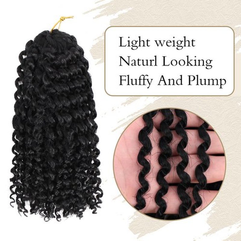 Short Passion Twist Crochet Hair Kinky Curly Braiding Hair for Black Women Crochet Braids with Curly Texture Hair Extensions (6 Packs, 8 Inch,1B#)