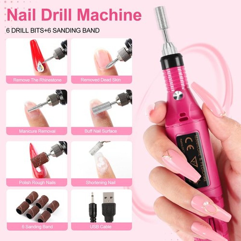 COSCELIA Acrylic Nail Kit with Drill and U V Light, Clear Pink White Acrylic Powder 36pcs Glitter Powder Acrylic Starter Kit Nail Tips Nail Art Decoration for Women