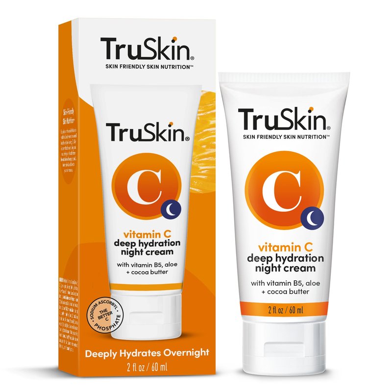 TruSkin Vitamin C Night Cream - Brightening Overnight Face Moisturizer with Vitamin B5, Aloe, MSM & Cocoa Butter - Hydrating Vitamin C Face Cream for Smoother, Firmer-Looking Skin, 2 fl oz