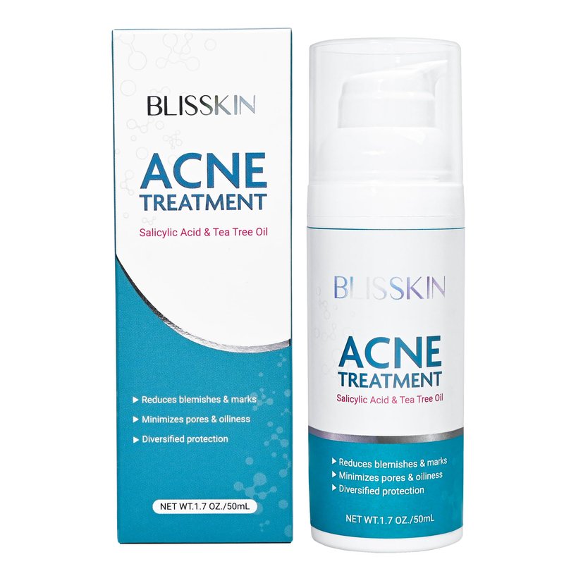 Acne Cream, 2% Salicylic Acid Treatment With Glycolic Acid + Lactic Acid + Niacinamide, Acne Cream Helps Clear Blemishes Without Over Drying, Alcohol Free & Oil Free