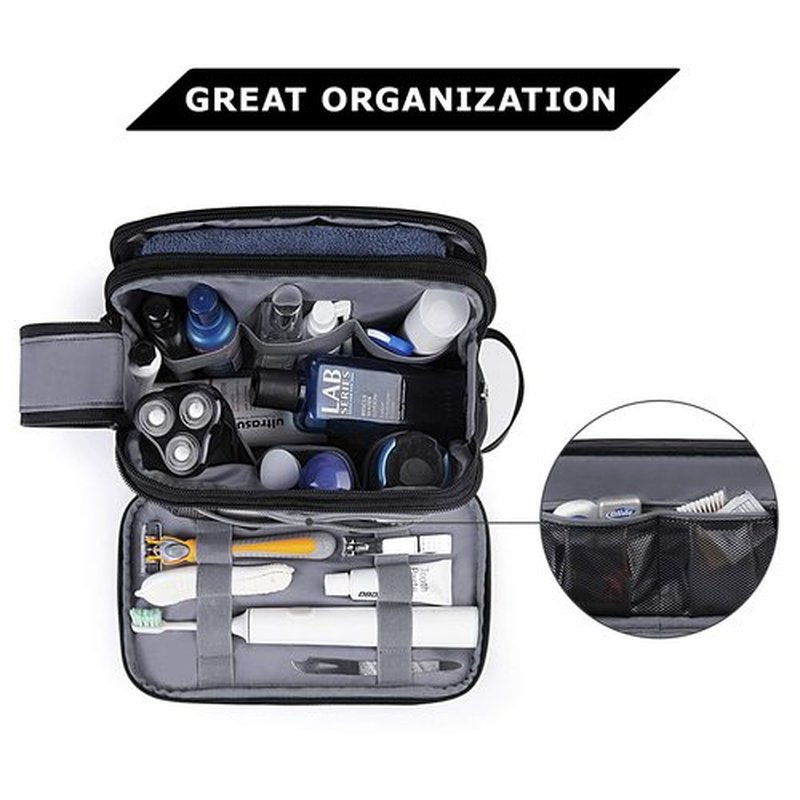 BAGSMART Toiletry Bag for Men, Travel Toiletry Organizer Dopp Kit Water-resistant Shaving Bag for Toiletries Accessories, Door Room Essentials,Green-medium