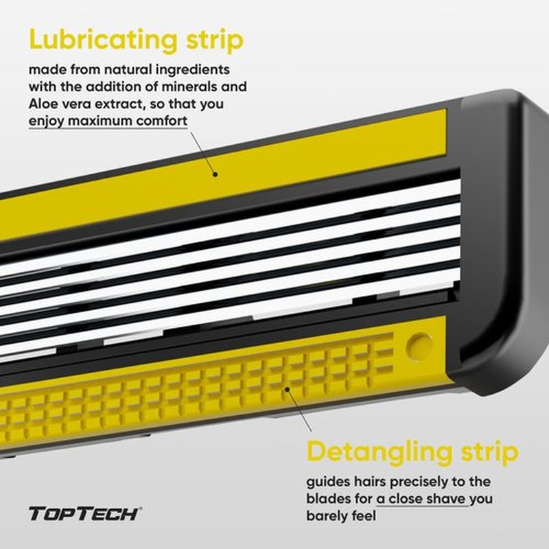 TopTech ULTRA 5 Razors for Men - Manual Shaving Razor & Refills - (Handle + 49 Replaceable Cartridges Pack) - 5 Blades Technology - Fits Gillette Fusion - Soft Shave - Super Sharp - Best Refill Price