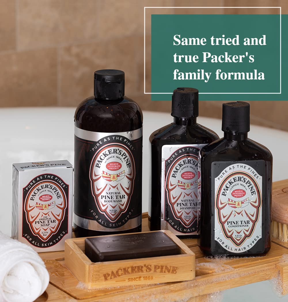 Packer's Pine Tar Soap | The Original Mens Body Soap Made With Natural Pine Tar and Pine Oils | All Natural Mens | Paraben, Sulfate, and Creosote Free (3 Pack)