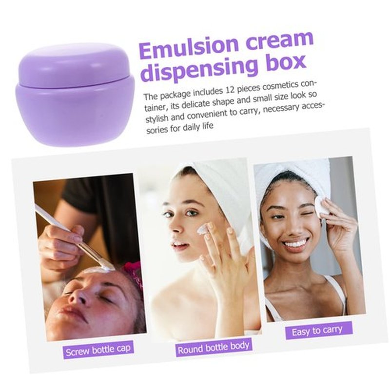 HONMEET 12pcs Plastic Cream & Milk Box Cosmetic Travel Cream Containers Beads Jar Clear Container Cream Bottle Empty Clear Jars Container with Lid Refillable Makeup Containers Purple