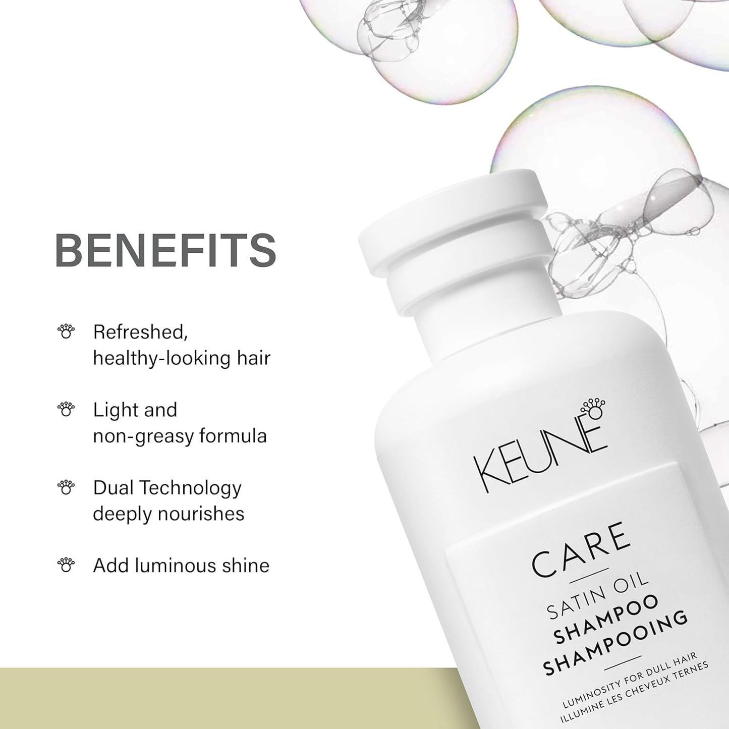 Keune Care Satin Oil Shampoo, Moisturizing & Shine-Enhancing Cleanser for All Hair Types, 10.1 Fl Oz