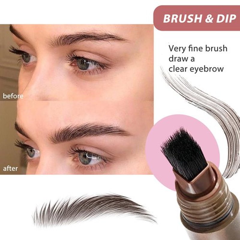 Revorie Brow-fection Angled Brush & Dip Eyebrow Gel, Liquid Eyebrow Brush, Long Lasting Quick Drying, Hair-like eyebrow pencil, Pressed Wild Eyebrow Pen (Chocolate brown)