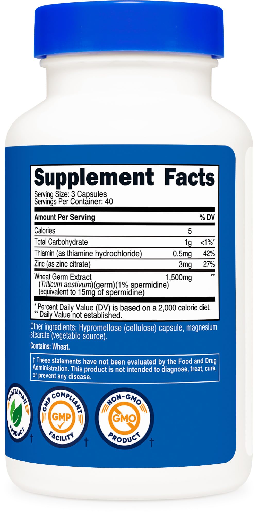 Nutricost Spermidine Wheat Germ Extract 120 Capsules for 40 Servings