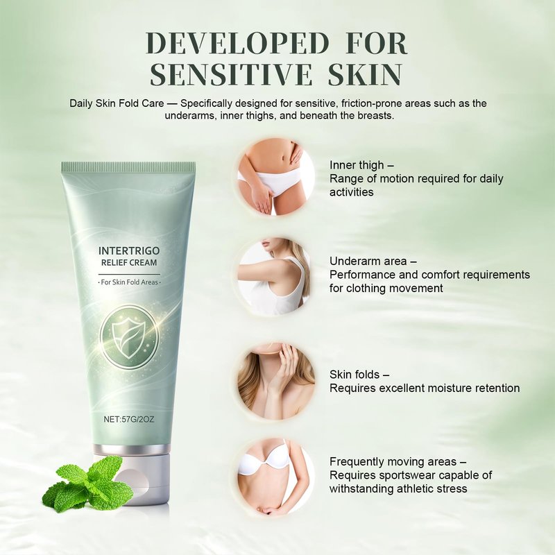 New Intertrigo Cream,Professional Intertrigo Relief Cream, Skin Fold Care & Chafing Support Cream With Zinc Oxide & Undecylenic Acid Helps Soothe Irritated Skin, Moisture & Friction Control (2PCS)