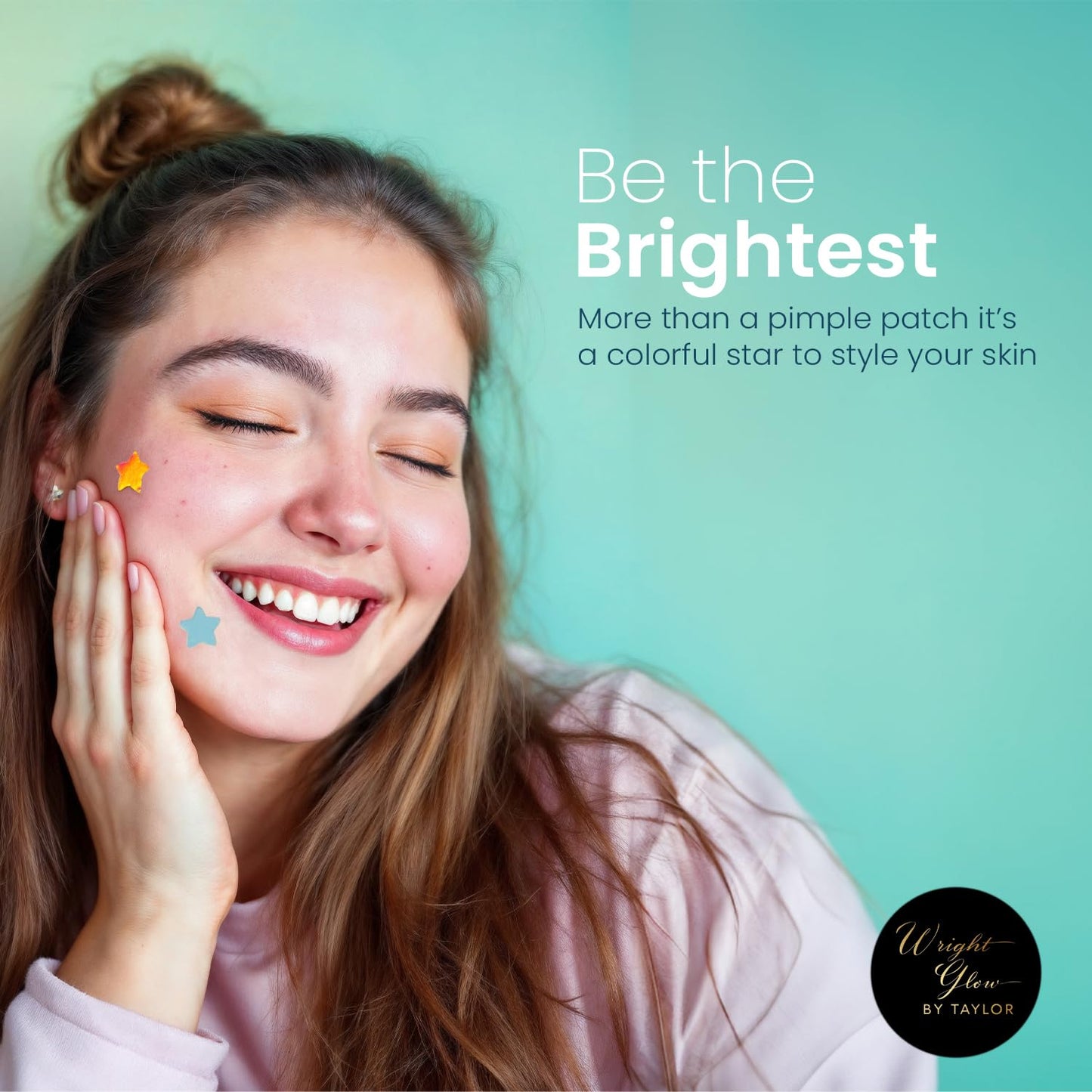 Wright Glow By Taylor Overnight Pimple Fix Patches – Natural Ingredients, Star & Heart‑Shaped Hydrocolloid Stickers, Dual Size 67‑85 mm & 66‑98 mm, 116 Patches for Clear, Confident Skin