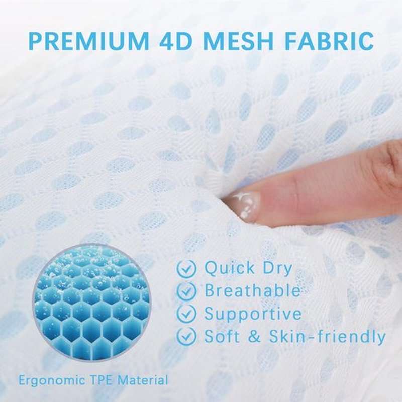 Bath Pillow Bathtub Pillow with 3 Non-Slip Suction Cups,Bath Pillow for Tub-Comfortable Bathtub Pillows for Neck Head and Back Support,Extra Thick and Soft Air Mesh Pillow for Bath,White