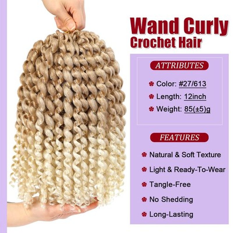 GetMaige Jamaican Bounce Crochet Hair For Black Women 4packs 72 Roots Natural Black Jumpy Wand Curls Crochet Hair Short Pre Looped Curly Crochet Hair (12inch (pack of 4), 27/613)