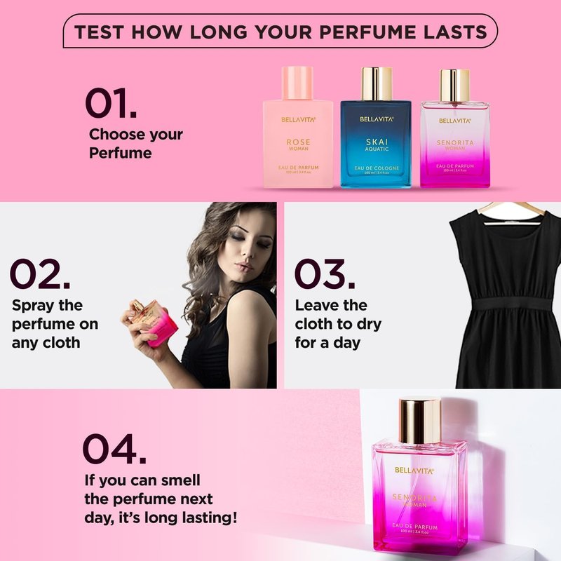 Bellavita Luxury Senorita Eau de Parfum | 100 ml (3.4 fl.oz.) | Perfume for Women | Fresh Floral, Yuzu, Peony, and Musk Notes | Long Lasting Women's Fragrance | Mother's day Fragrance