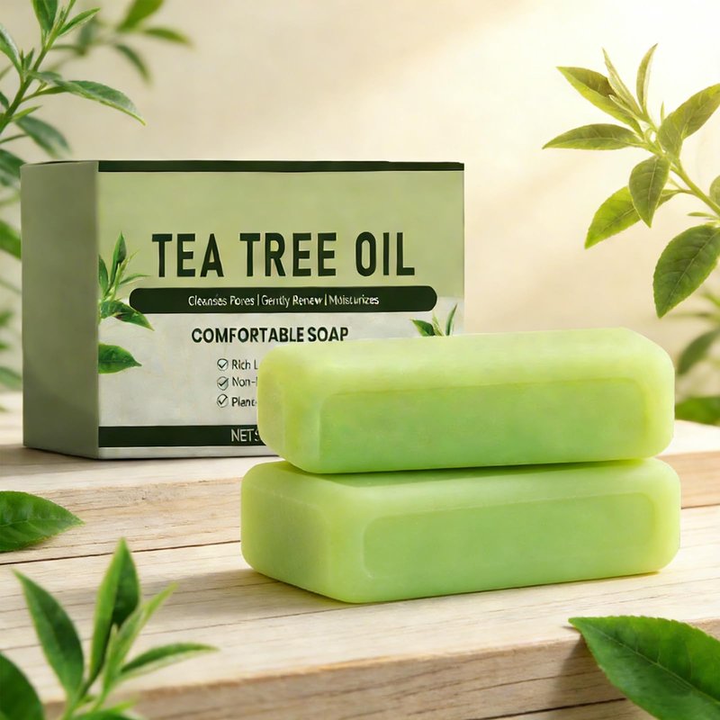 Gptkop 2PCS Tea Tree Oil Soap Bar | Purifying & Balancing Body Soap for Men & Women with Natural Oil, Gentle Exfoliating Bar for Face, Foot & Body Care