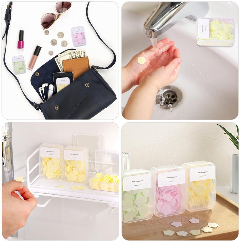 Iensen 300pcs Portable Hand Washing Soap Sheets, Scented Mini Soap Sheets, Disposable Soluble Soap for Outdoor Travel, Camping, Hiking (Green)