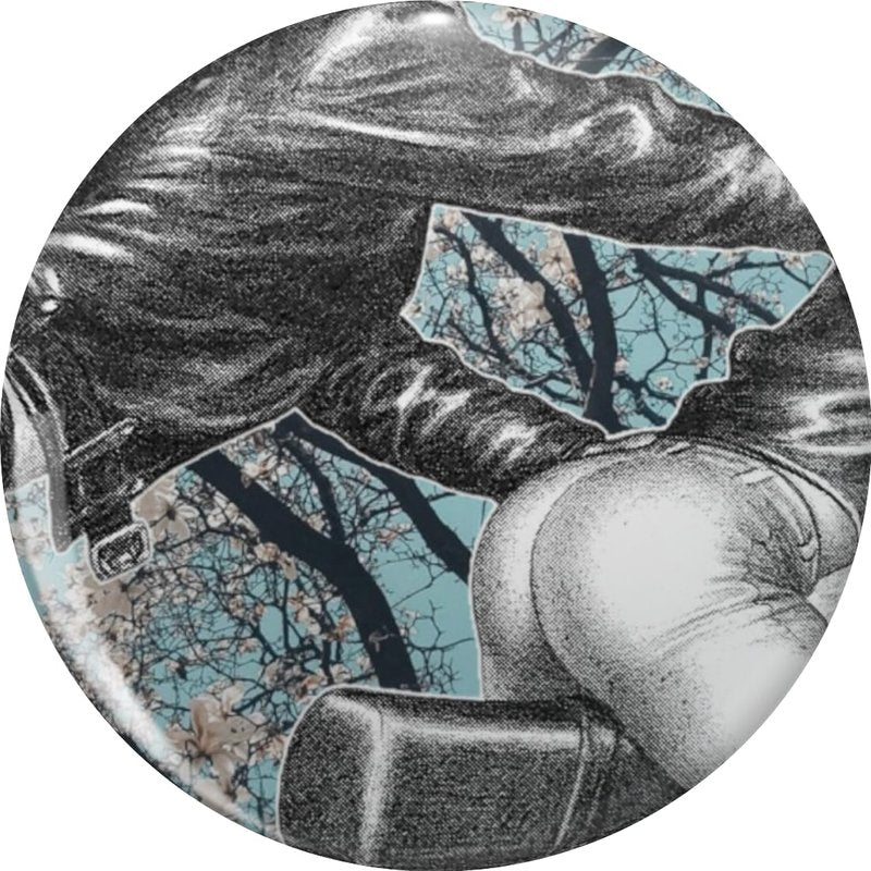 Tom of Finland Style Male Figure Torso Black White Turquoise Geometric Art Design Pin Lapel Pin Brooch Steel Pins Badge 0.75"