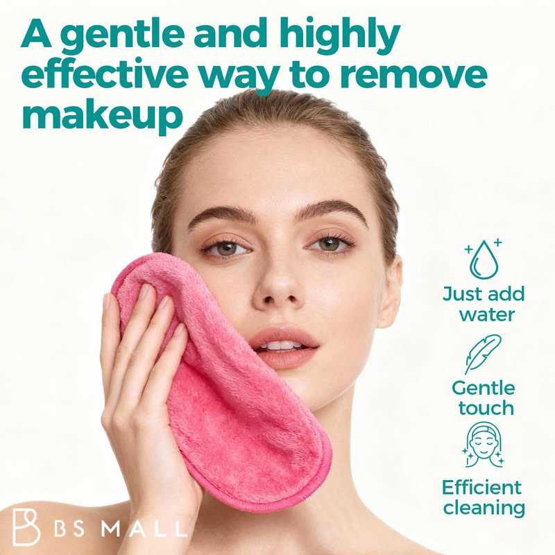BS-MALL Gentle Makeup Remover Cloths - 8 Pack Reusable Wipes For Face Cleansing, Ensure Soft & Quick-drying Pads, Multi-purpose Towels & Washcloths For Daily Skincare & Travel-friendly