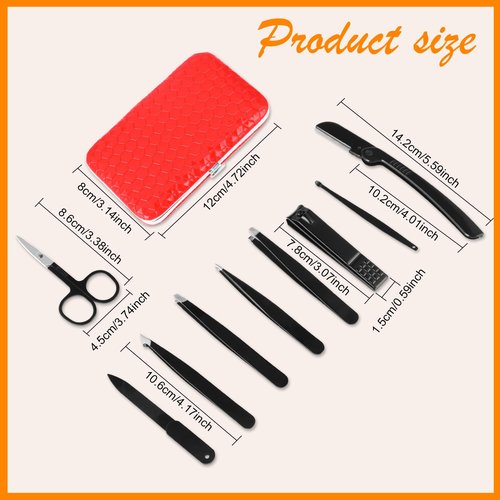 Yougai Tweezers Set, 9 Pcs Tweezers and Nail Clippers Set for Facial Hair Women with Travel Case, Professional Stainless Steel Tweezers Kit Precision Tweezers Daily Beauty Tool