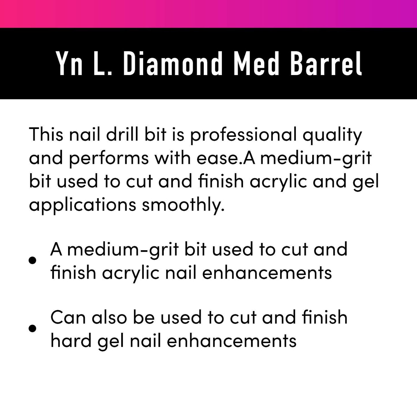 Young Nails 3/32" Cross Cut Medium-Grit Diamond Nail Bit - Professional Grade Nail Drill Bits for Acrylic and Gel Nail Finish Work, Used to Cut and Finish Acrylic Nails and Hard Gel
