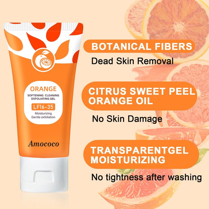 Amococo 3Packs Vitamin C Face Scrub, Exfoliating Gel with Orange to Gently Remove Dead Skin Cells & Excess Oil, Facial Exfoliator for Men & Women, 1.7 oz*3