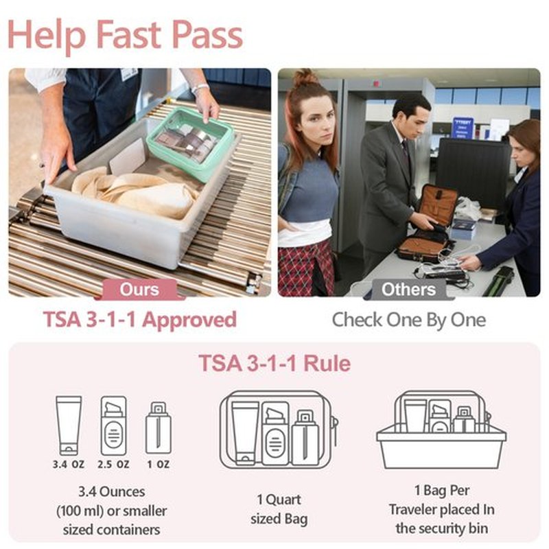 PACKISM TSA Approved Toiletry Bag - Upgrade Color-Edged Clear Makeup Bag, Unique Appearance, 2 Pack Hold Lots of Items, Reusable Clear Toiletry Bags for Travel Essentials, Green (2 Sizes)