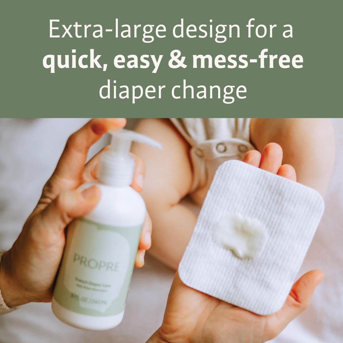 Propre Baby XL Premium European Style 100% Organic Cotton Pads – GOTS Certified, Dry Wipes – Ultra-Thick & Lint-Free for Sensitive Skin, for Diaper Changes and Make up Removal (60ct)