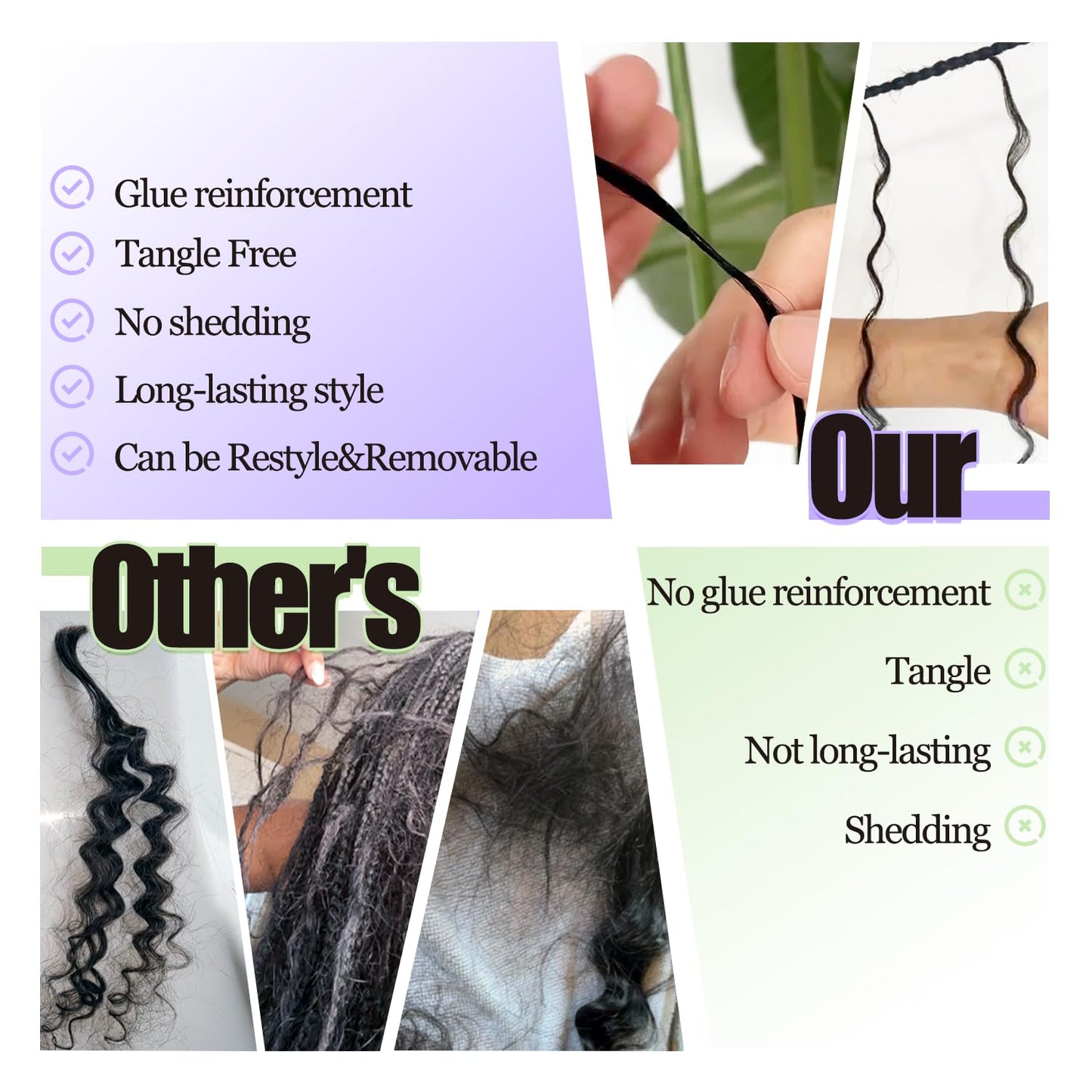 Pre-Divided Human Braiding Hair for Boho Braids Water Deep Wave Human Hair Bulk for Braiding Curly Human Hair for Boho Locs Boho Crochet Braids Human Hair Extensions (1B, 16"-320Strands)