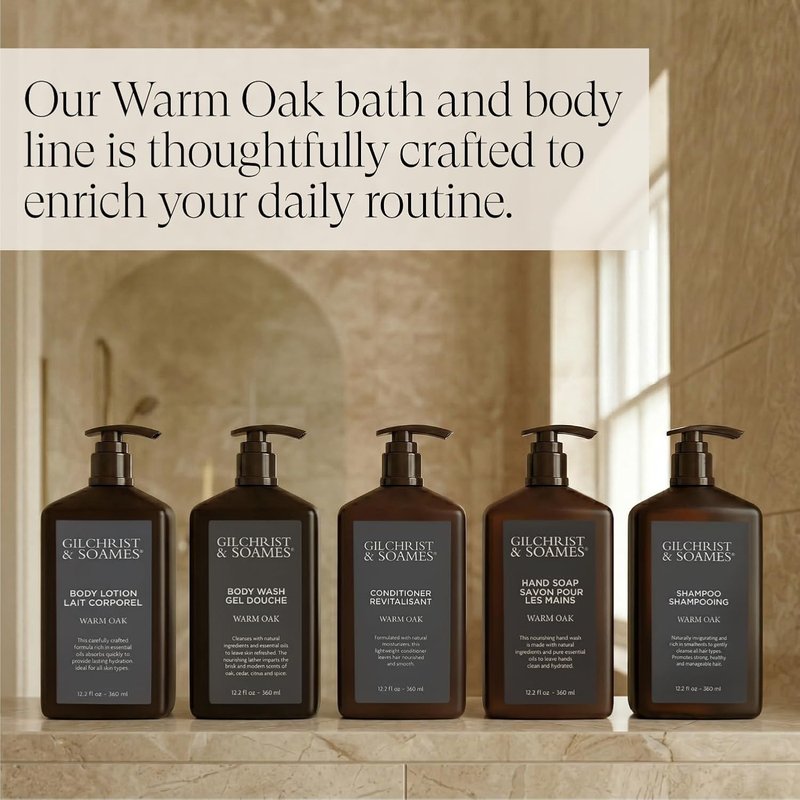 Luxury Hotel Body Lotion & Wash - Warm Oak Scent - 12oz Set | Spa Quality Care